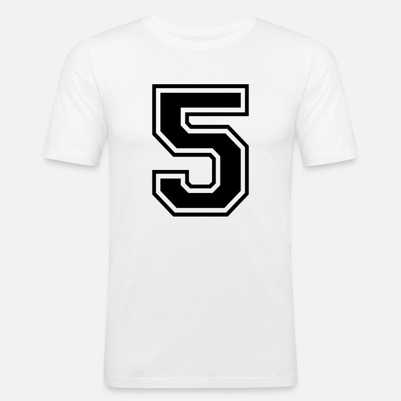 Nummer 5 - Männer Slim Fit T-Shirt - Weiß