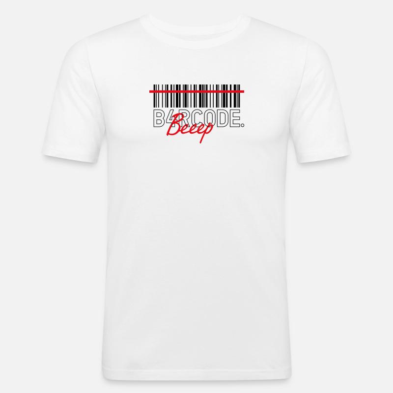 B4RCODE. Beep black - Männer Slim Fit T-Shirt - Weiß