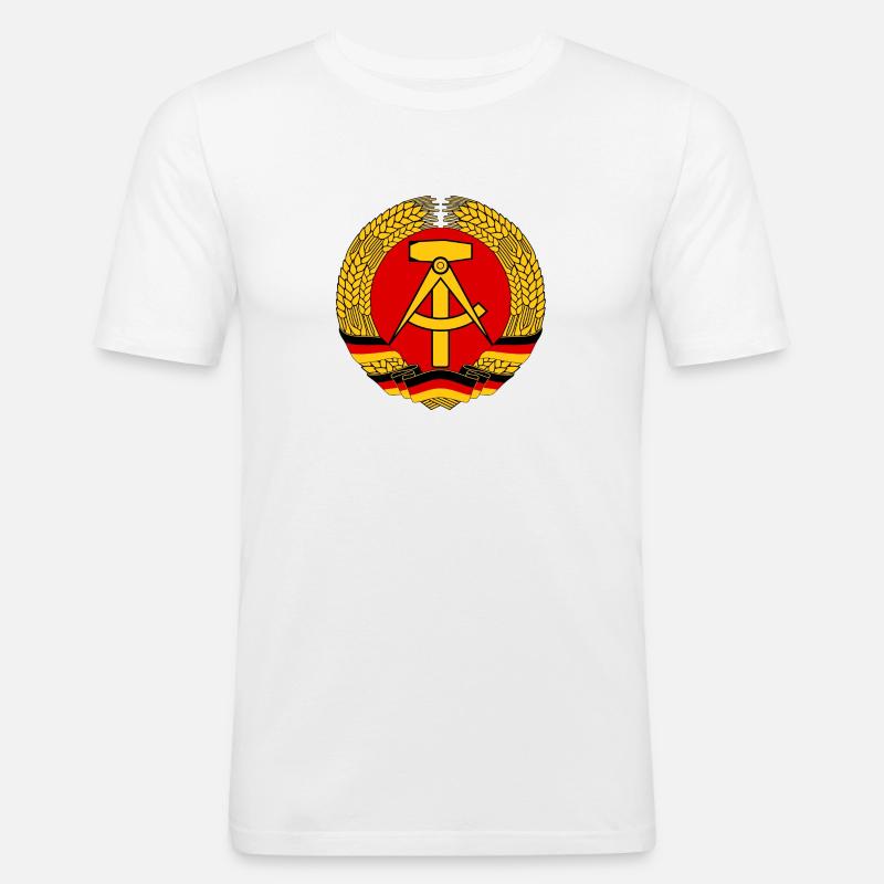 DDR-Logo - Männer Slim Fit T-Shirt - Weiß