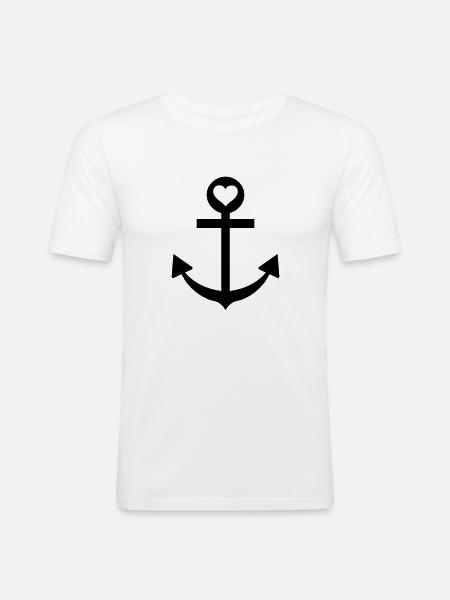 anchor captain star love - Men's Slim Fit T-Shirt - white