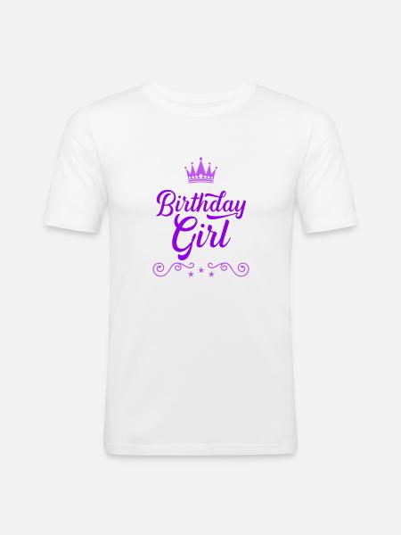 fille d’anniversaire - T-shirt près du corps Homme - blanc