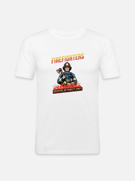 Firefighters - bravery beyond flames - Männer Slim Fit T-Shirt - Weiß
