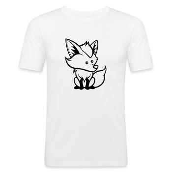 fuchs comic tier - Männer Slim Fit T-Shirt - Weiß - Vorne - Nik (191cm)