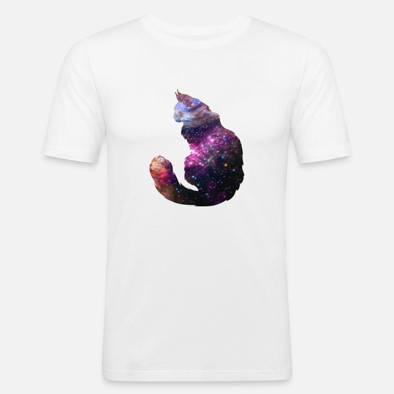 Space cat - Männer Slim Fit T-Shirt - Weiß