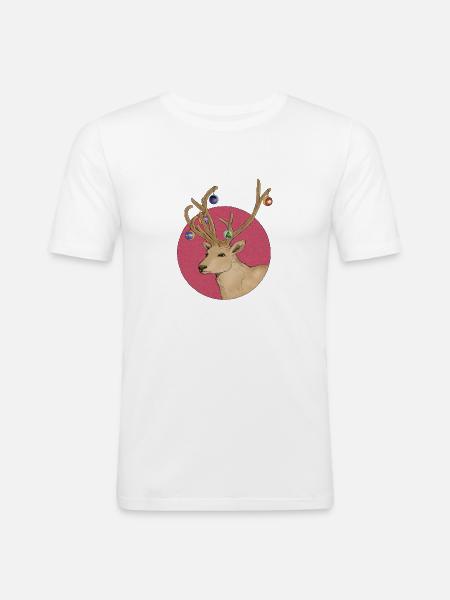 Reindeer on Christmas - Men's Slim Fit T-Shirt - white