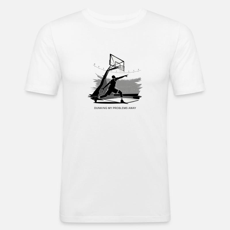 Dunking My Problems Away Basketball - Männer Slim Fit T-Shirt - Weiß