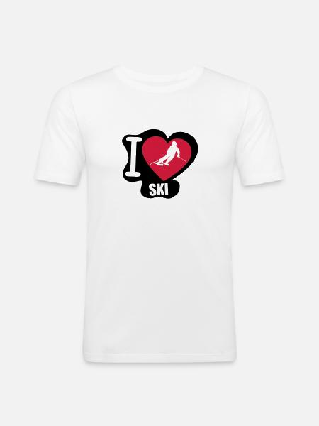 i love ski - T-shirt près du corps Homme - blanc