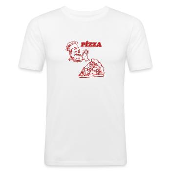 Pizza Kebab Döner - T-shirt près du corps Homme - blanc - Devant - Nik (191cm)