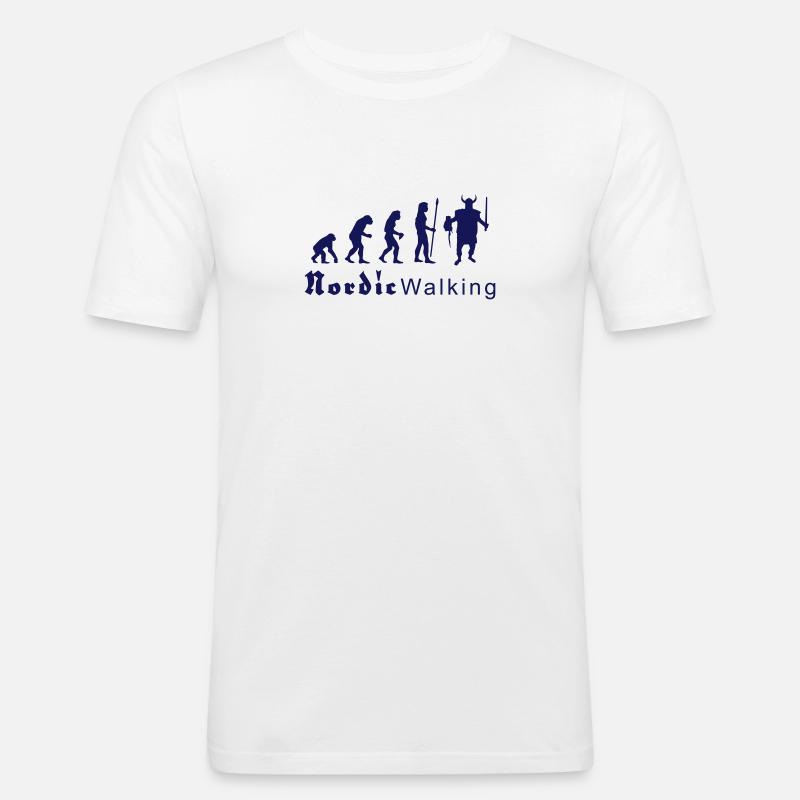 evolution_nordicwalking1 - Männer Slim Fit T-Shirt - Weiß