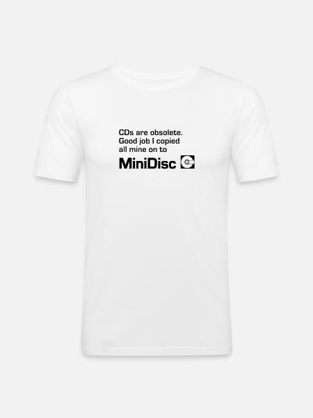 MiniDisc. CDs are obsolete. - Men's Slim Fit T-Shirt - white