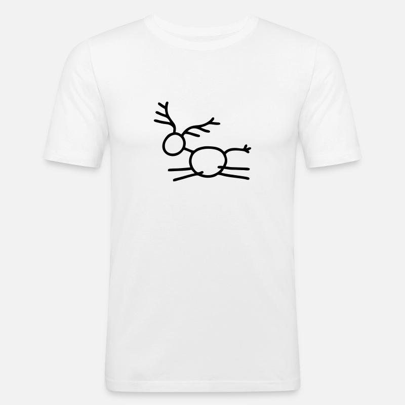 Springender Hirsch - Männer Slim Fit T-Shirt - Weiß