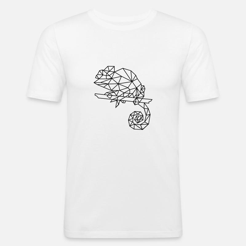 Chamäleon | Polygon Grafik - Männer Slim Fit T-Shirt - Weiß