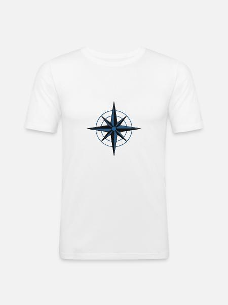 Navigation Compass Star Sailor and Skipper Boat - Men's Slim Fit T-Shirt - white