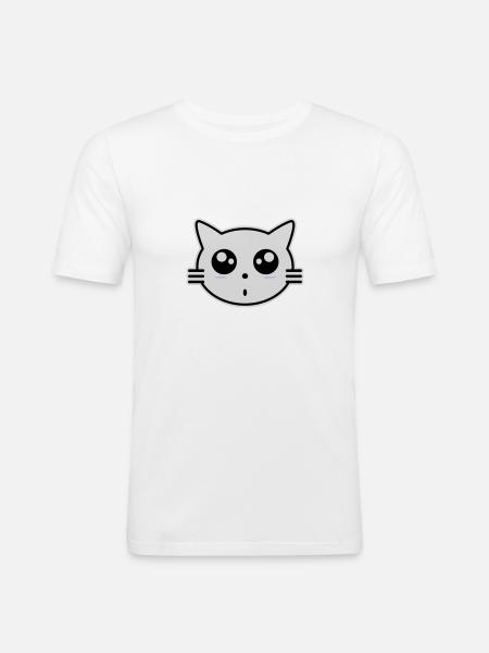 Katze - Männer Slim Fit T-Shirt - Weiß