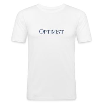 Optimist - Männer Slim Fit T-Shirt - Weiß - Vorne - Nik (191cm)
