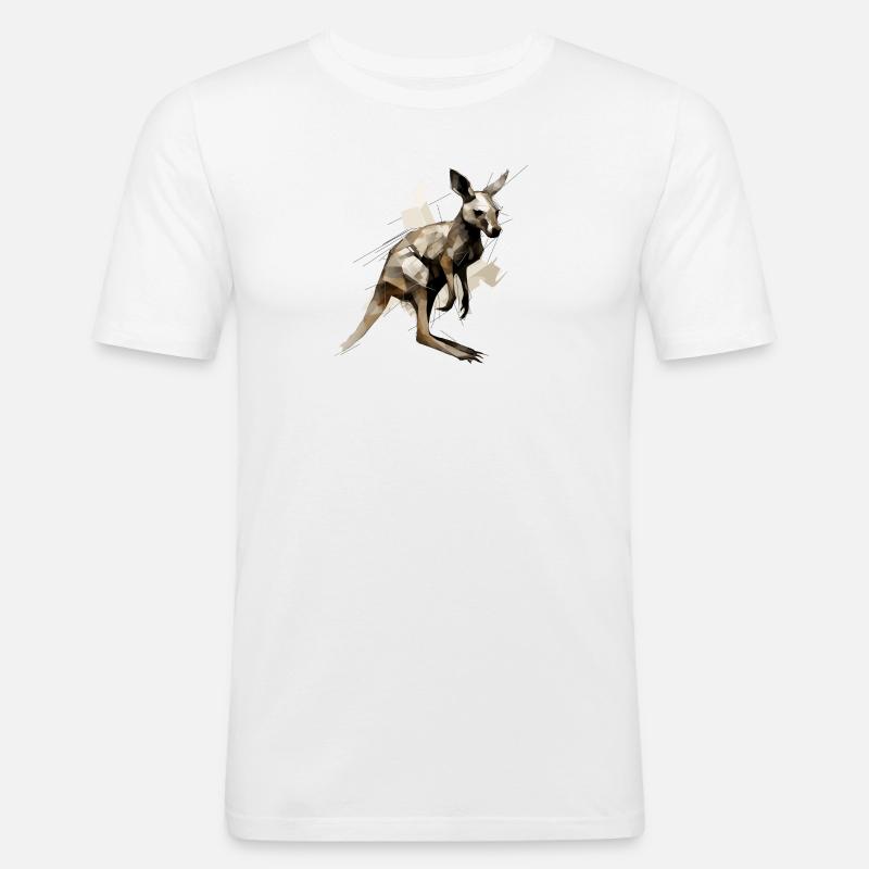Kangaroo polygonal - Männer Slim Fit T-Shirt - Weiß