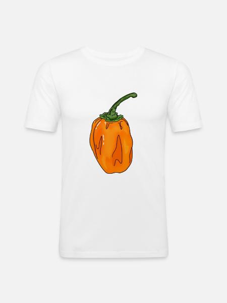 Chili Pepper Chili Pepper Habanero eet scherp - Mannen slim fit T-shirt - wit
