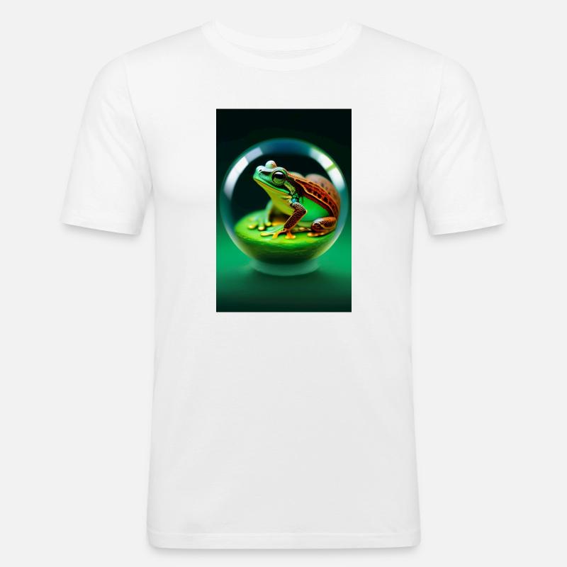 Frosch in einer Kugel - Männer Slim Fit T-Shirt - Weiß