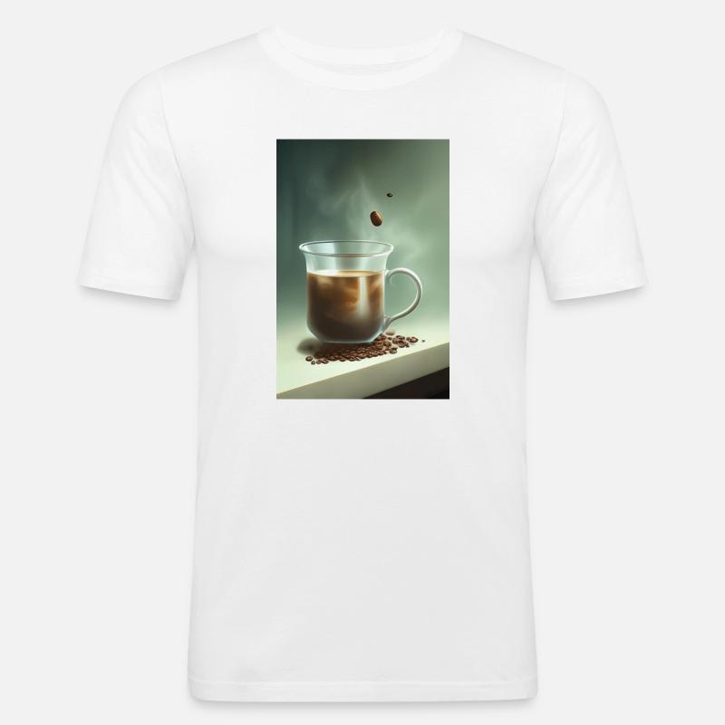 Kaffee, Kaffeebohnen - Männer Slim Fit T-Shirt - Weiß