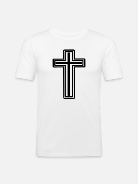 Cross transparent - Men's Slim Fit T-Shirt - white