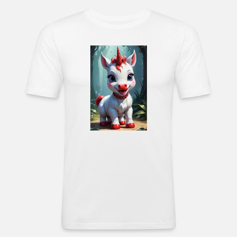 Süßes Einhorn - Männer Slim Fit T-Shirt - Weiß