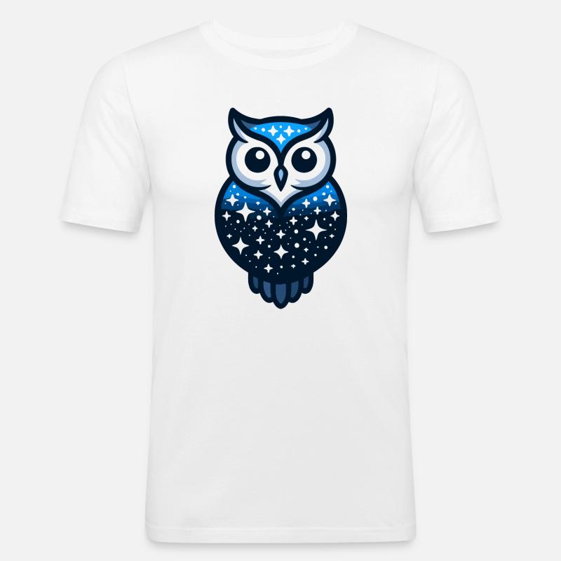 Celestial Owl: Der Nachthimmelswächter - Männer Slim Fit T-Shirt - Weiß