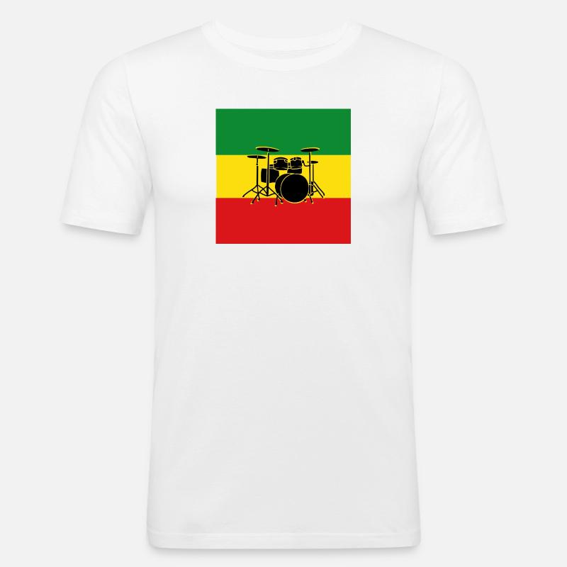 Reggae-Trommeln - Männer Slim Fit T-Shirt - Weiß