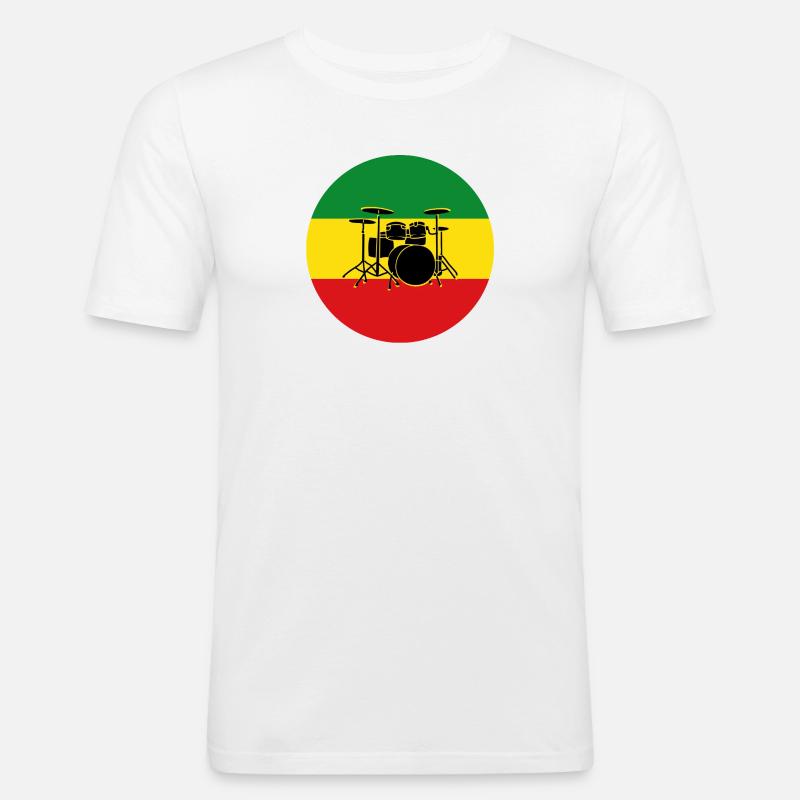 Reggae-Trommeln Silhouette - Männer Slim Fit T-Shirt - Weiß