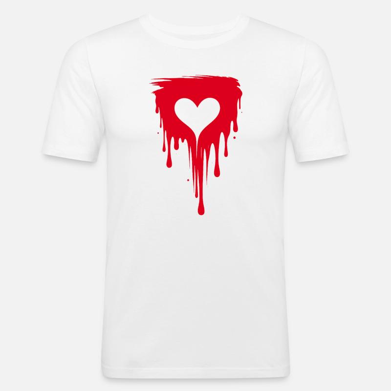 Cuore con illustrazione in stile graffiti a colori rossi - Maglietta aderente da uomo - bianco