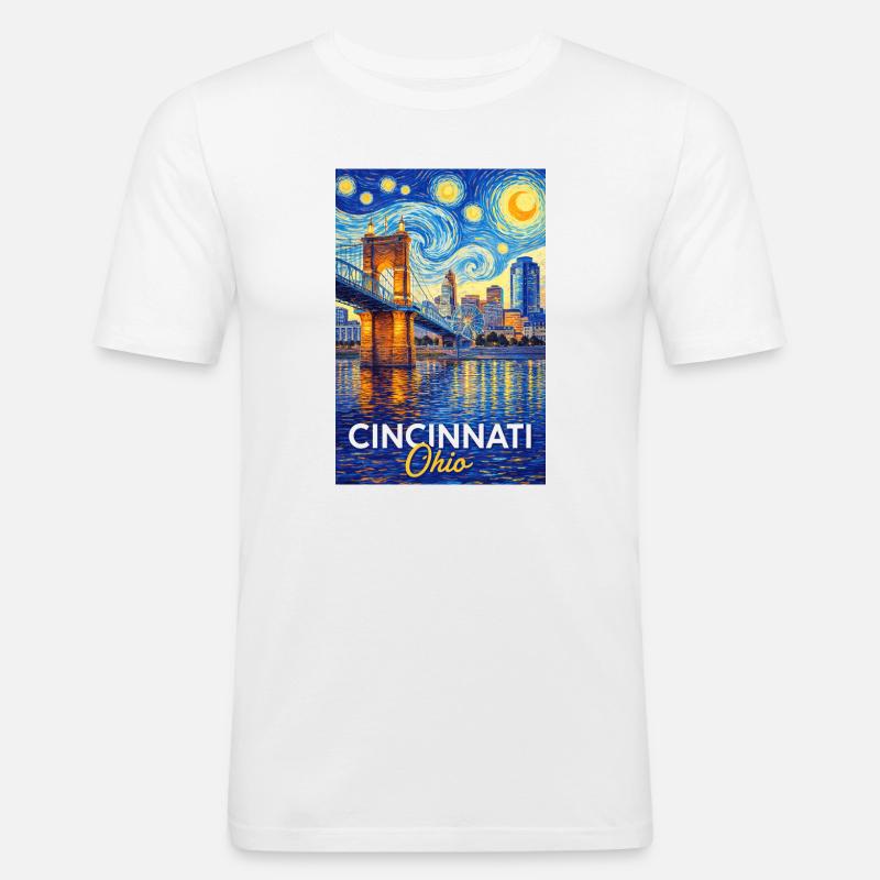 Cincinnati, Ohio - Maglietta aderente da uomo - bianco