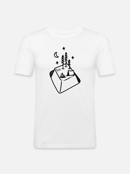 ESC Nature | Geek-Camping - Männer Slim Fit T-Shirt - Weiß