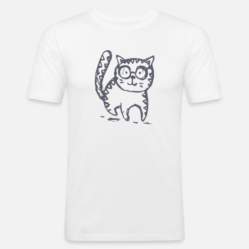 Katze - Männer Slim Fit T-Shirt - Weiß