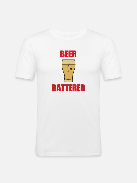 Beer Battered black - Men's Slim Fit T-Shirt - white