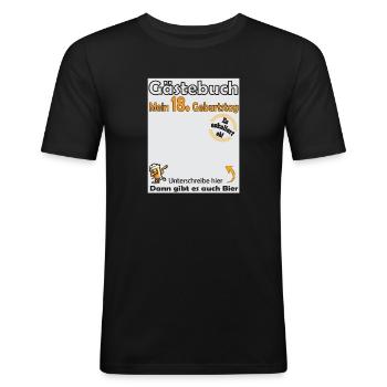 18. Geburtstag, Party-Gag, Gästebuch Jahrgang 2006 - Männer Slim Fit T-Shirt - Schwarz - Vorne - Nik (191cm)