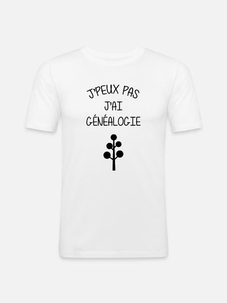 släktforskning / släktforskare / Genealogy / - Slim Fit T-shirt herr - vit