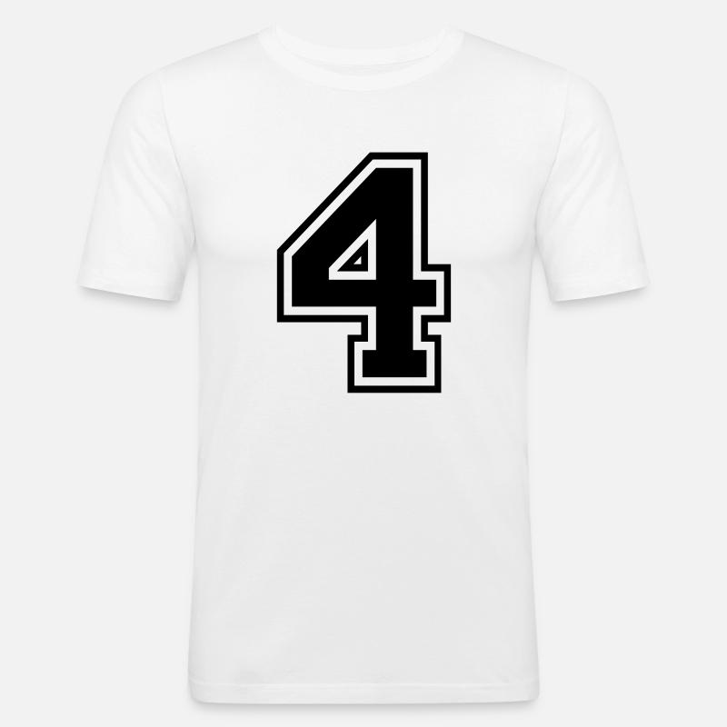 Nummer 4 - Männer Slim Fit T-Shirt - Weiß