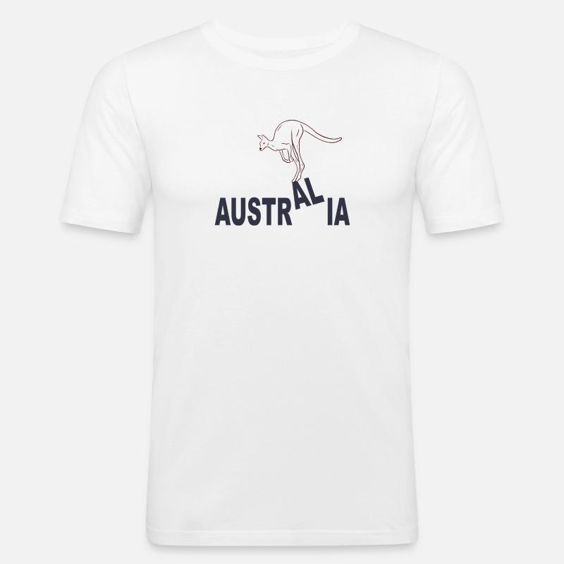AUSTRALIA KANGAROO - Männer Slim Fit T-Shirt - Weiß