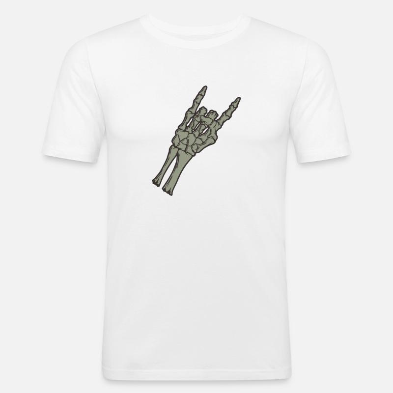 Rock and Roll Knochenhand - Männer Slim Fit T-Shirt - Weiß