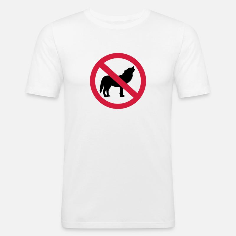 Wolf - Männer Slim Fit T-Shirt - Weiß