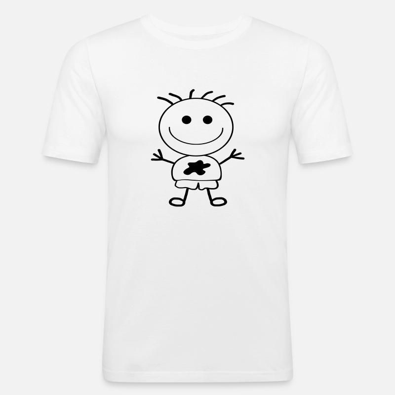 Strichmännchen-Junge - Männer Slim Fit T-Shirt - Weiß