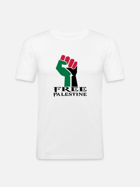 drawing palestinian symbol flag palestine - Men's Slim Fit T-Shirt - white