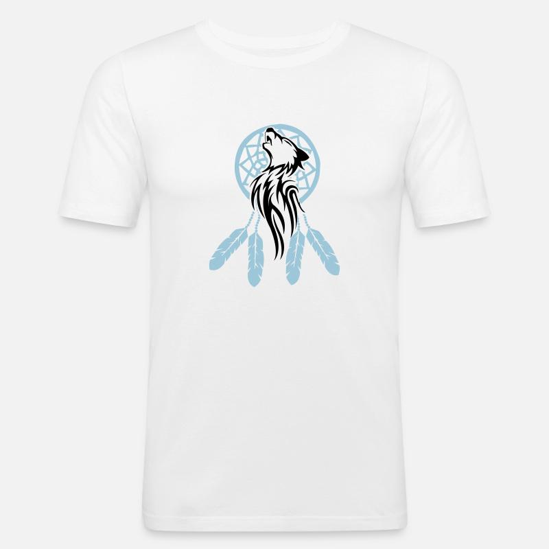 wolf_traumfaenger_002 - Männer Slim Fit T-Shirt - Weiß