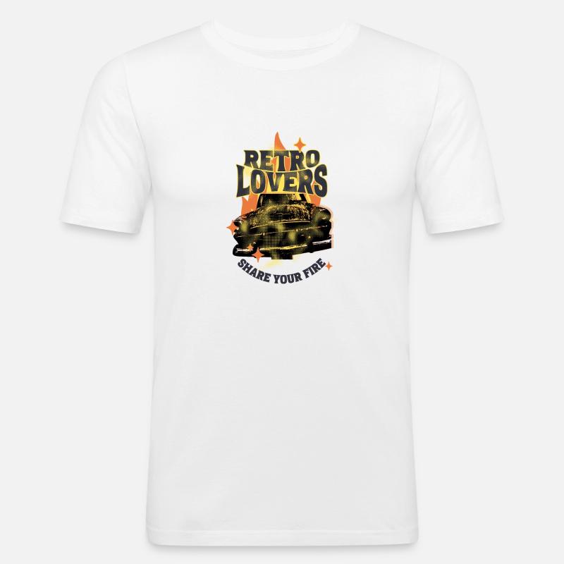 Retro Lovers - Share your Fire - Männer Slim Fit T-Shirt - Weiß