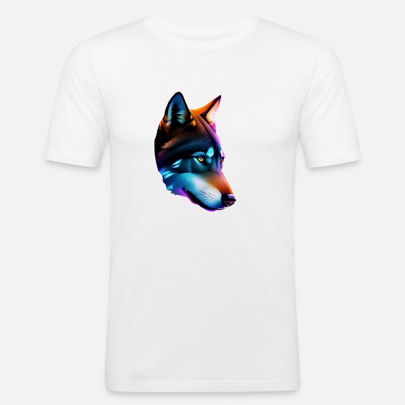 Wolf - Männer Slim Fit T-Shirt - Weiß