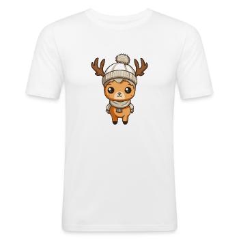 Bande dessinée Reh Reindeer - T-shirt près du corps Homme - blanc - Devant - Nik (191cm)