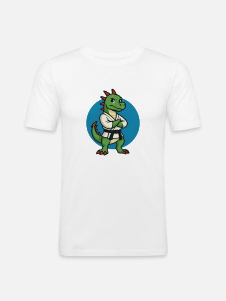 Karate Dragon - Martial Arts, Cartoon - Men's Slim Fit T-Shirt - white
