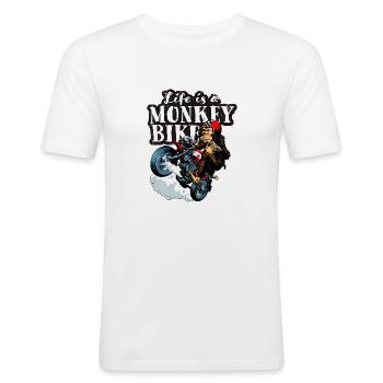 Life is a Monkey Bike - Männer Slim Fit T-Shirt - Weiß - Vorne - Nik (191cm)