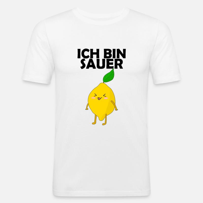 Zitrone ich bin sauer - Männer Slim Fit T-Shirt - Weiß
