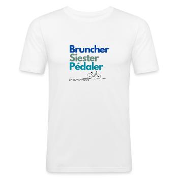 Bruncher siester pédaler vélo - T-shirt près du corps Homme - blanc - Devant - Nik (191cm)