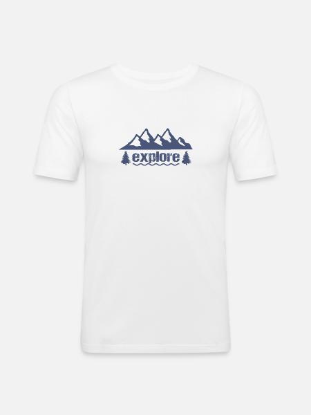 explore - Männer Slim Fit T-Shirt - Weiß